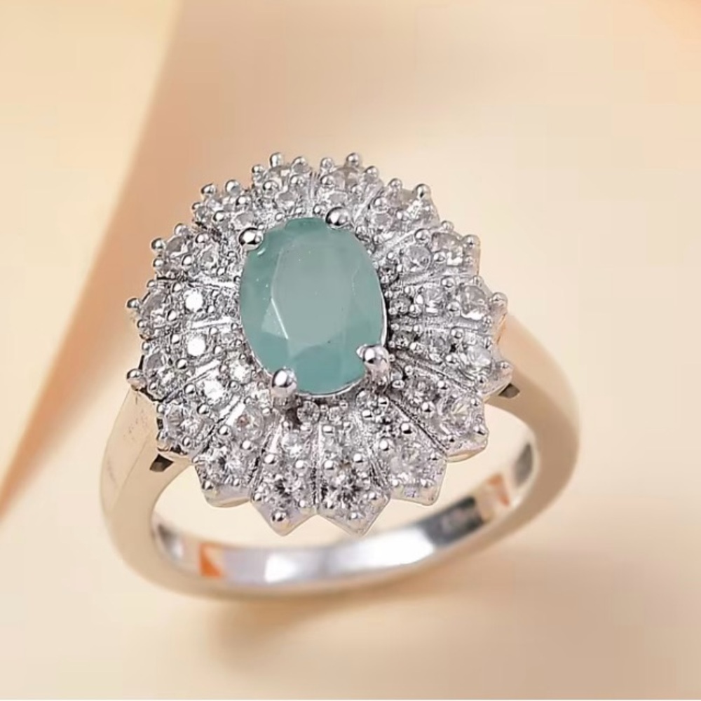 Grandidierite and White Zircon 2.35 ctw Ring In Sterling Silver